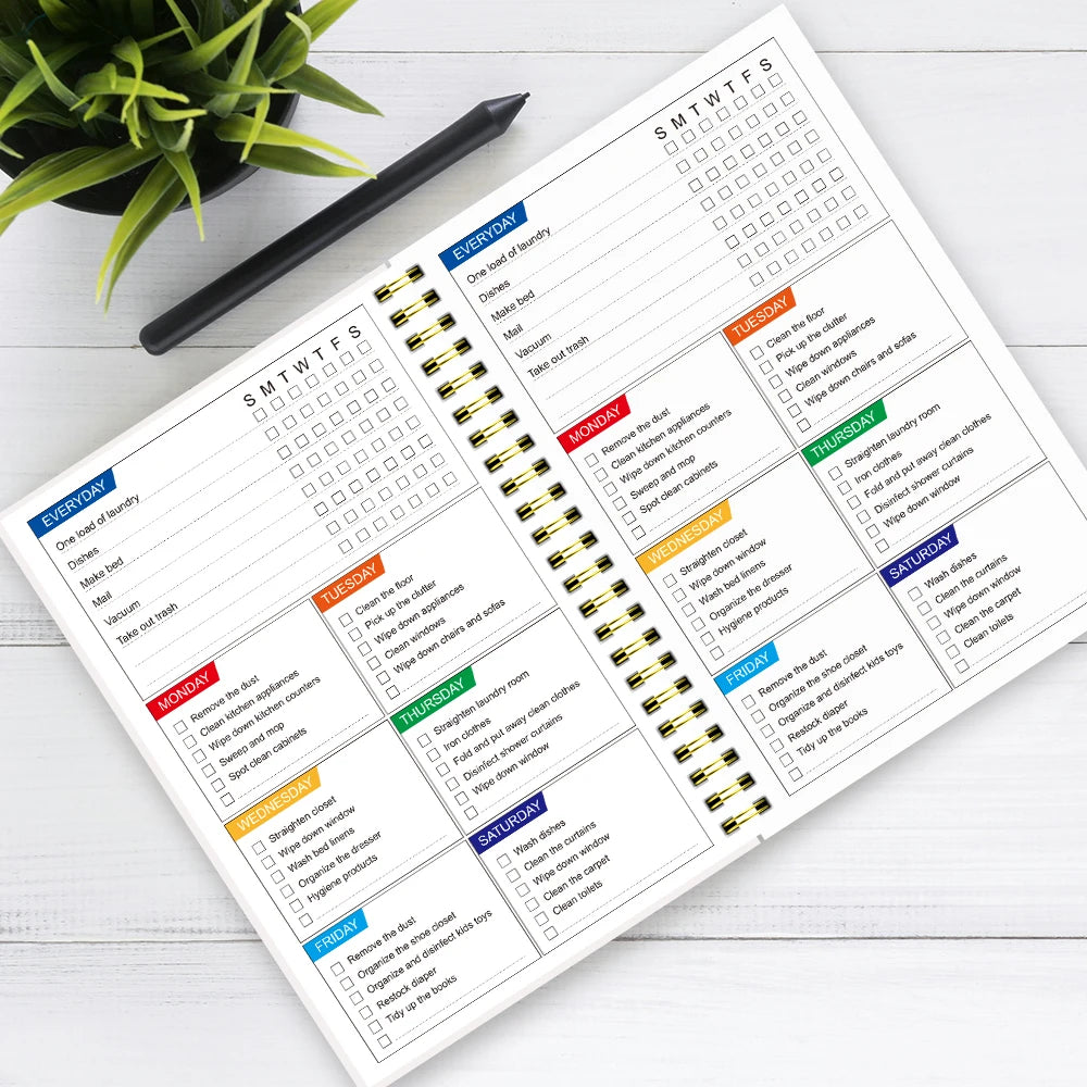 Cleaning Schedule Planner Notebook A5 Spiral Daily Weekly Monthly Checklist Home Organizer Task Log Book