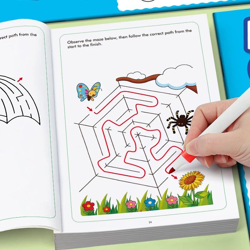 32 Pages Kids Maze Game Book Improve Reasoning Ability Concentration Educational Activity Book for Boys Girls Toddlers