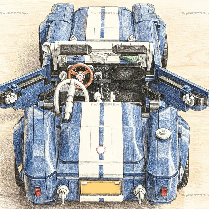 2026 NEW 1241PCS Classic Blue Race Car Building Set  Sports Car Building Blocks Toy  STEM DIY Model Car Kit for Kids Adults Gift
