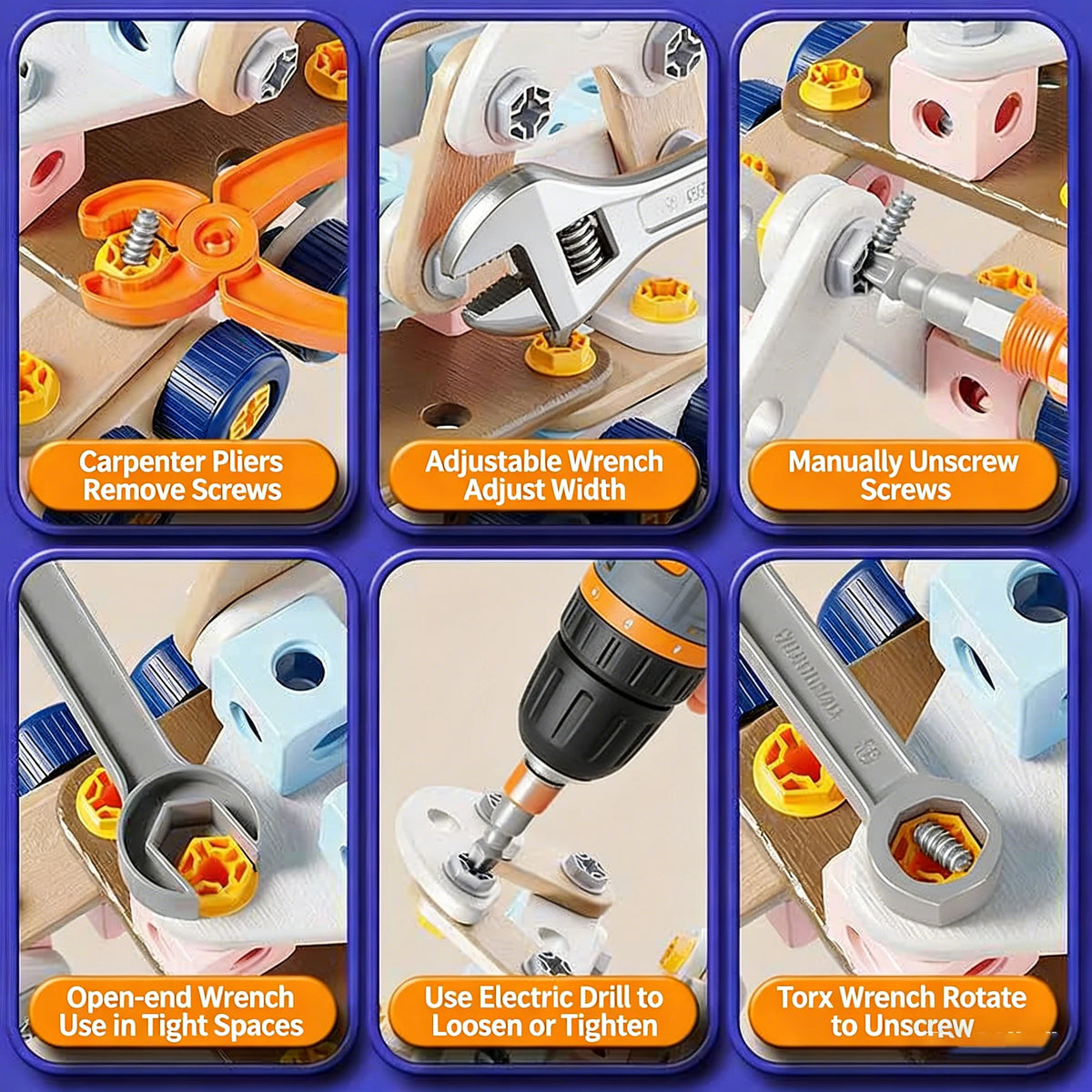 2026 New Kids Tool Set DIY Nut Assembly Toy Kit STEM 3D Puzzle Building Tools Montessori Toys Gifts for Boy Girl Repair Tools
