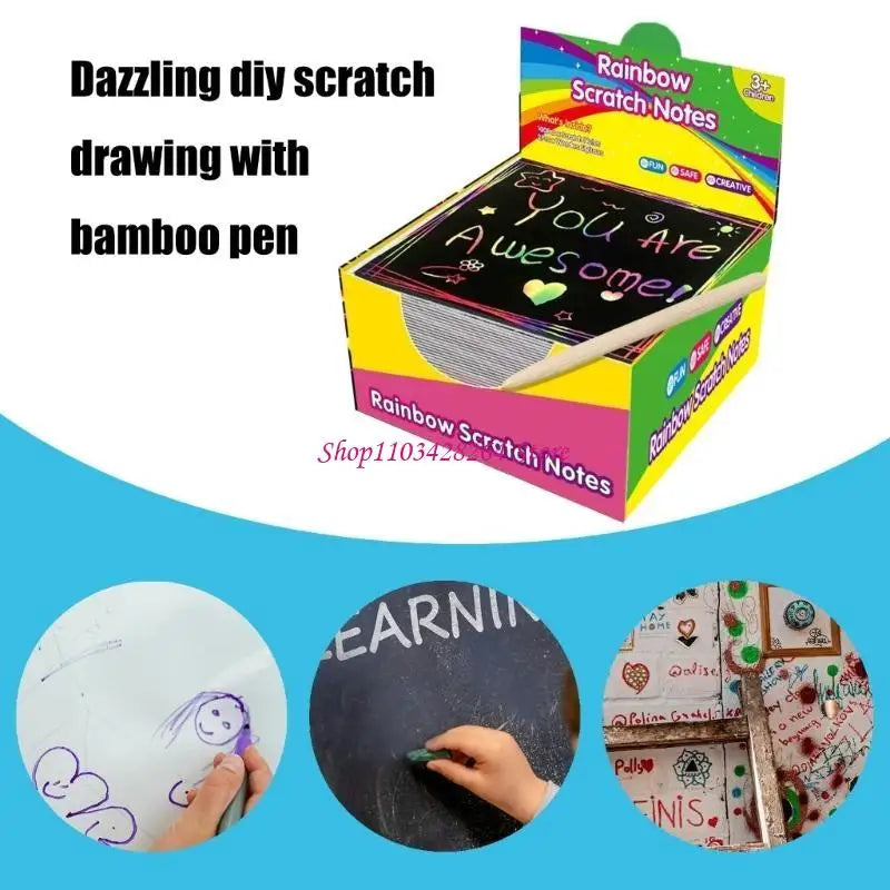 Scratch Notes, 100 Sheets with for Creative Expression Drawing Arts Scratch Notes Artwork for Kids Arts Craft