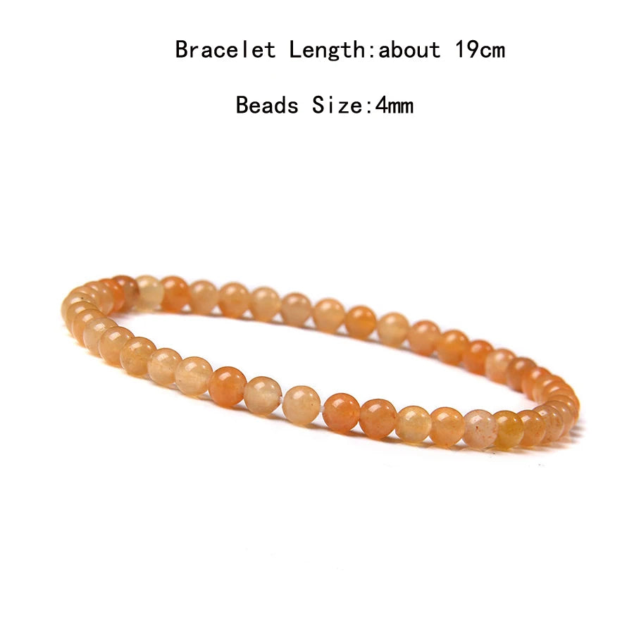 4mm Quartz Agate Bead Natural Stone Beaded Bracelet Lava Rock Tiger Eye Black Onyx Crystal Women Men Yoga Healing Chakra Jewelry