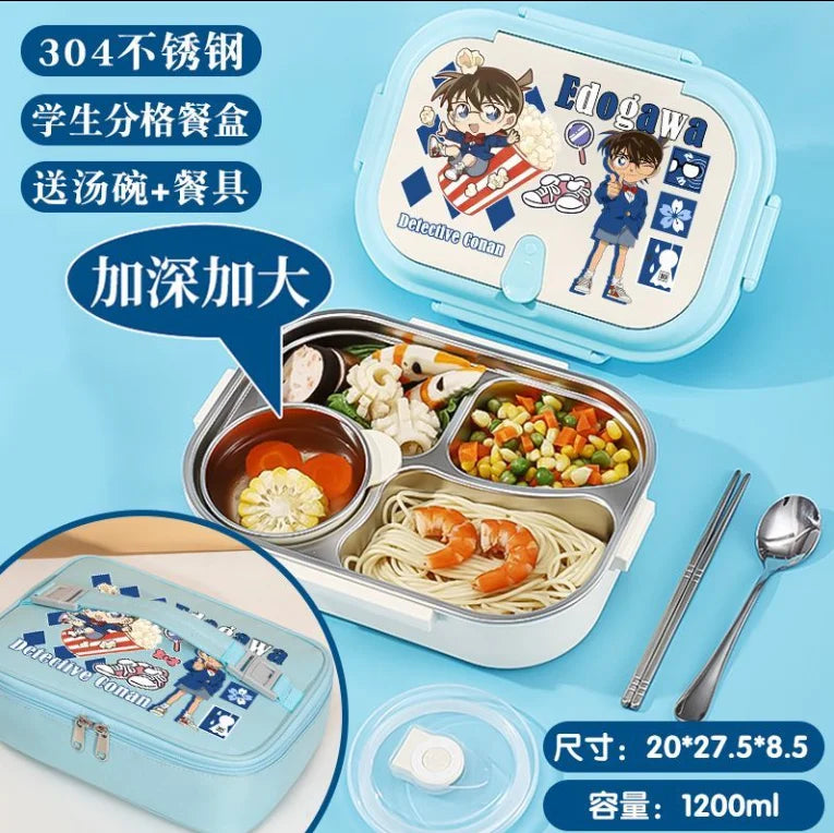 Detective Conan Stainless Steel Insulated Lunch Box Cute and Stylish Bento Box with Compartments for Male and Female Students