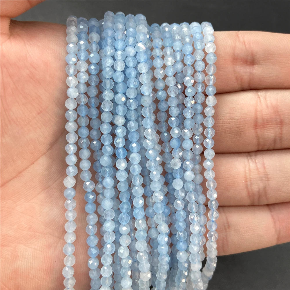 2mm 3mm 4mm Faceted Natural Stone Pink Rose Quartzs Crystal Beads Round Amethysts Loose Beads for DIY Jewelry Making Necklace