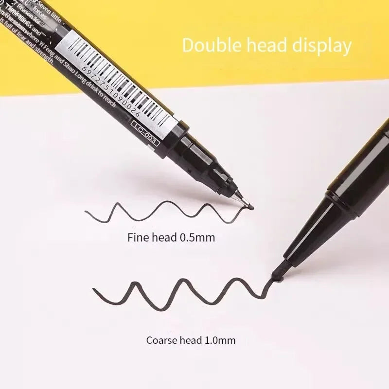 10Pcs/set Double Tip Art Black Blue Ink Permanent Paint Marker Pen for Plastic Wood Stone Metal Glass Doodling Marking Graffiti
