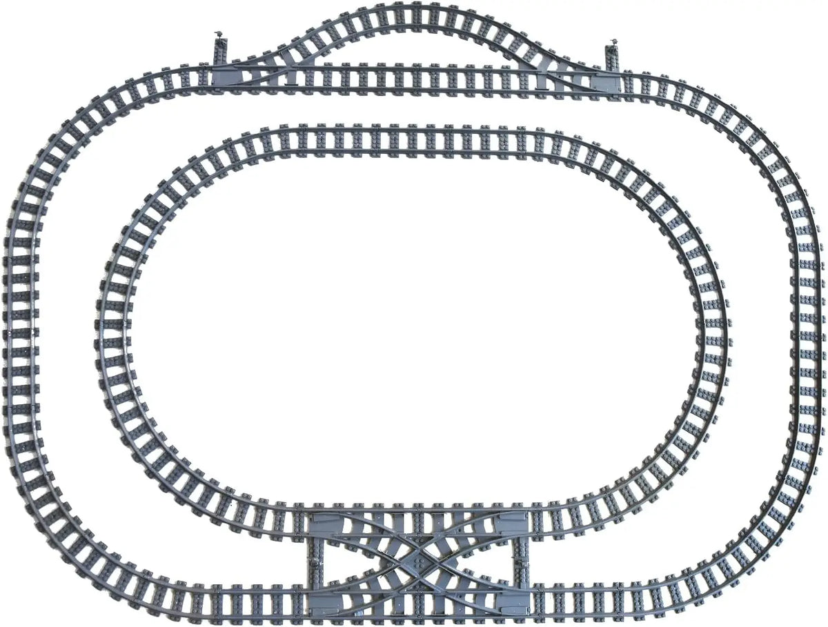 Train Track Railroad Accessories - City Train Track System with Railroad Crossing, Compatible with Major Brand Trains in Buildin