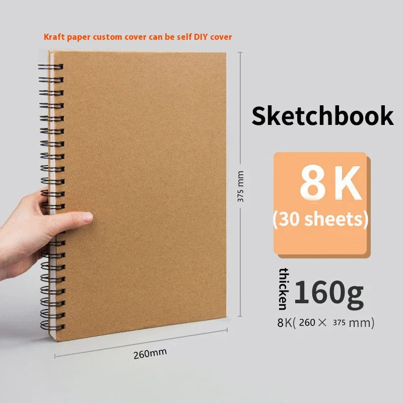 A3/A4//A5/8k/16k Sketchbooks for Drawing Sketching Paper Pad Inner Blank Drawing Graffiti Art Supplies 120g 160g Spiral Notebook