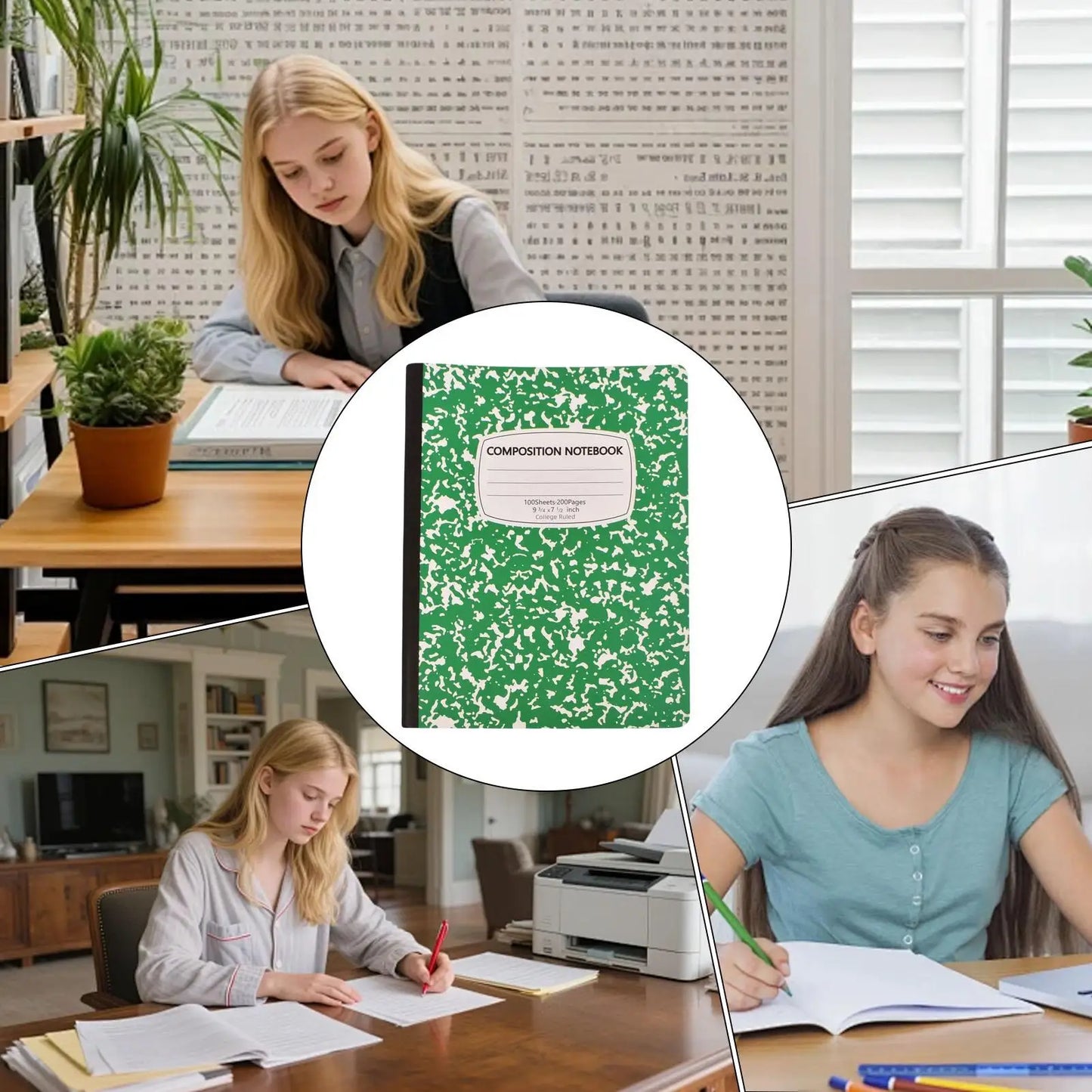Composition Notebook College Ruled 100 Sheets Abstract Marble Cover Thick Paper 10.2x7.2in Lined Paper Notebook For School