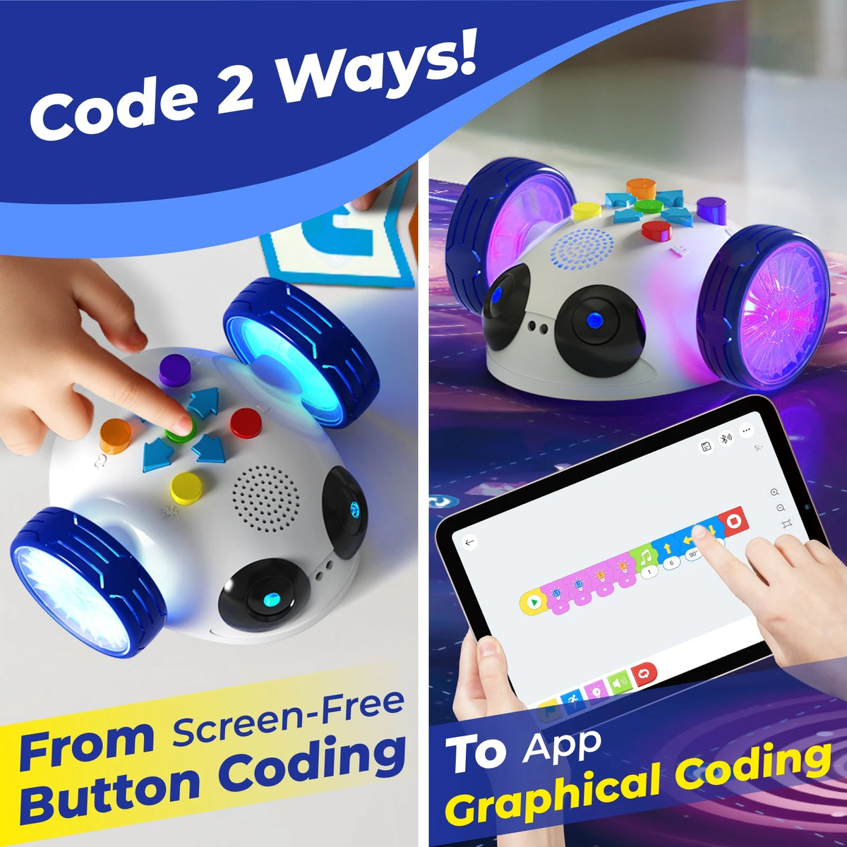 Apitor Mini Robot Wheels Dual Coding APP Remote Control Educational Toy for Kids Ages 5+ STEM Learning Gift for Children Toddler