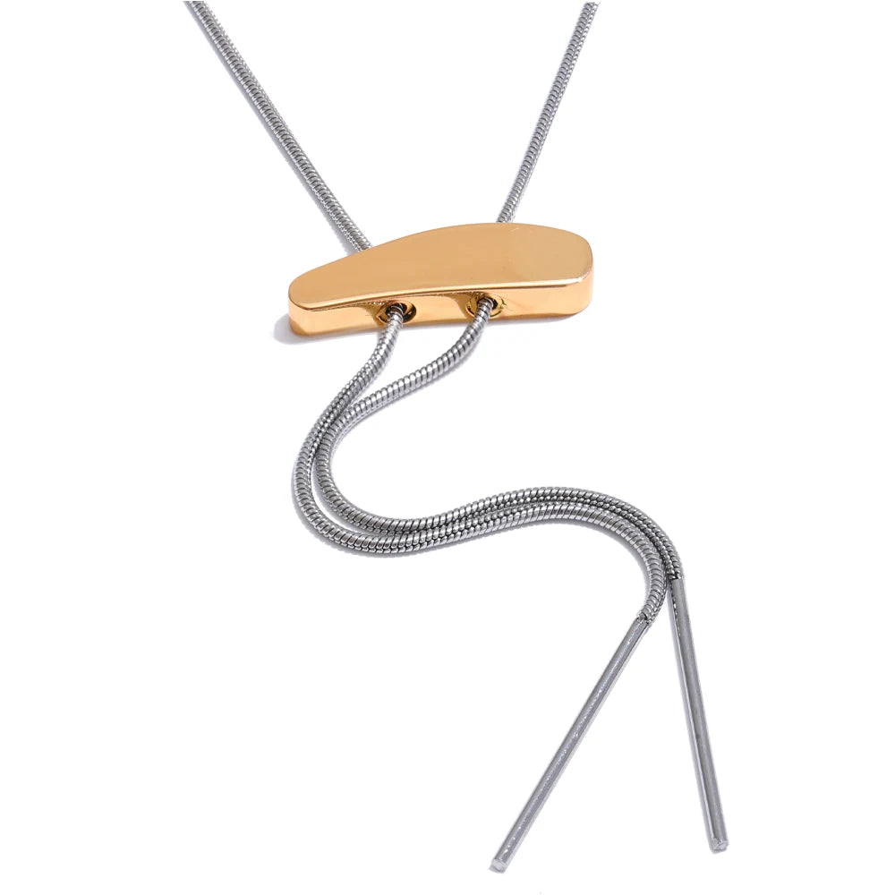Yhpup 316L Stainless Steel Exclusive Geometric Adjustable Long Sweater Chain Necklace Fashion Jewelry Accessories Waterproof