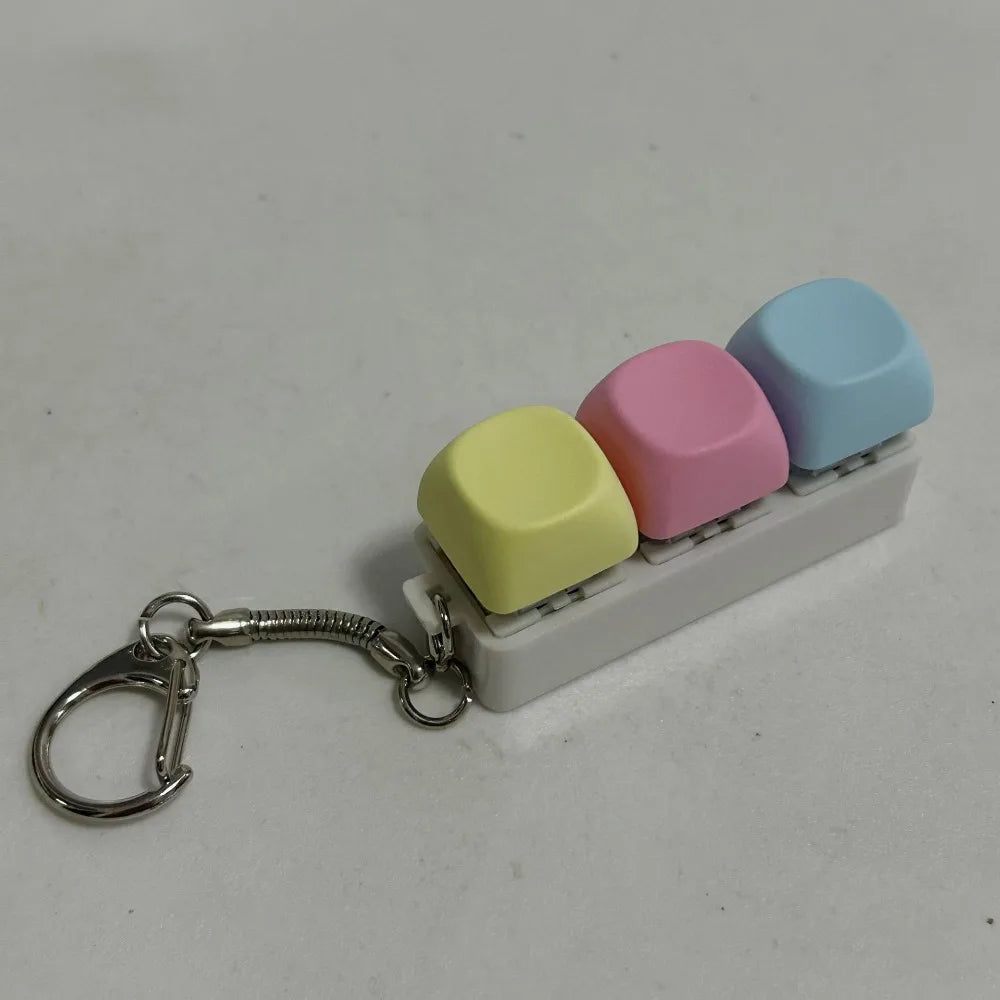 Relaxing DIY Keyboard Fidget Keychain Keycap Keys Button Finger Keyboard Cap 4/9Keys Relief Stress Clicker Toy Adult