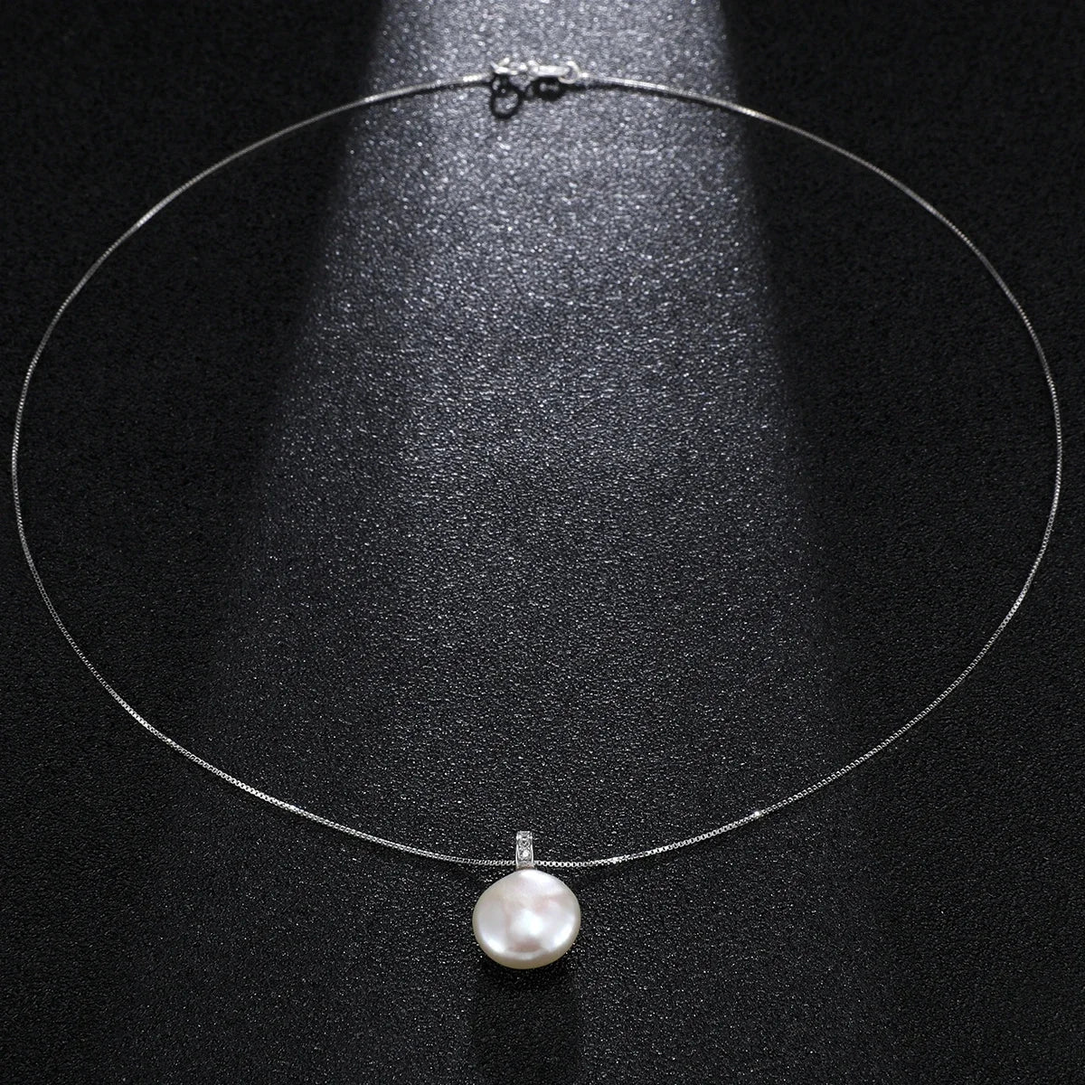 YWYC S925 Sterling Silver Necklace Natural Freshwater Pearl 12 -13mm Baroque Button Pendant Necklace for Women Fine Jewelry