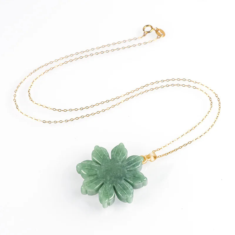Natural A-grade Burma Jade Sunflower Charms S925 Silver Button Head Bean Seed Jadeite Pendant Women's Gift Jewelry Drop Shipping