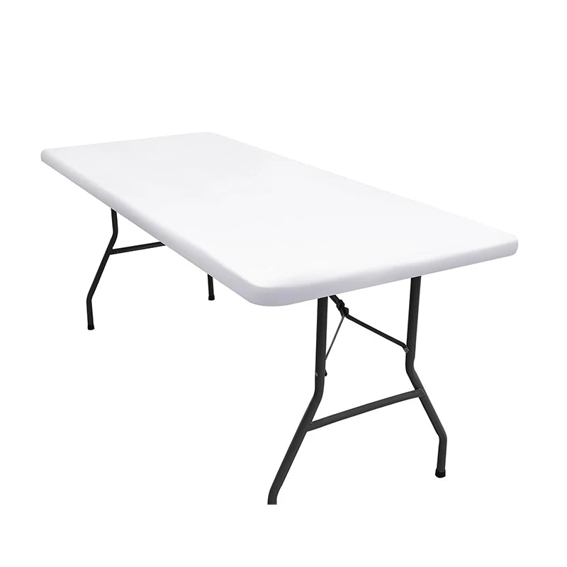 LMETJMA Rectangle Tablecloth Elastic Fitted Tablecloths for 6 Ft Tables Washable Folding Polyester Table Cover JT898