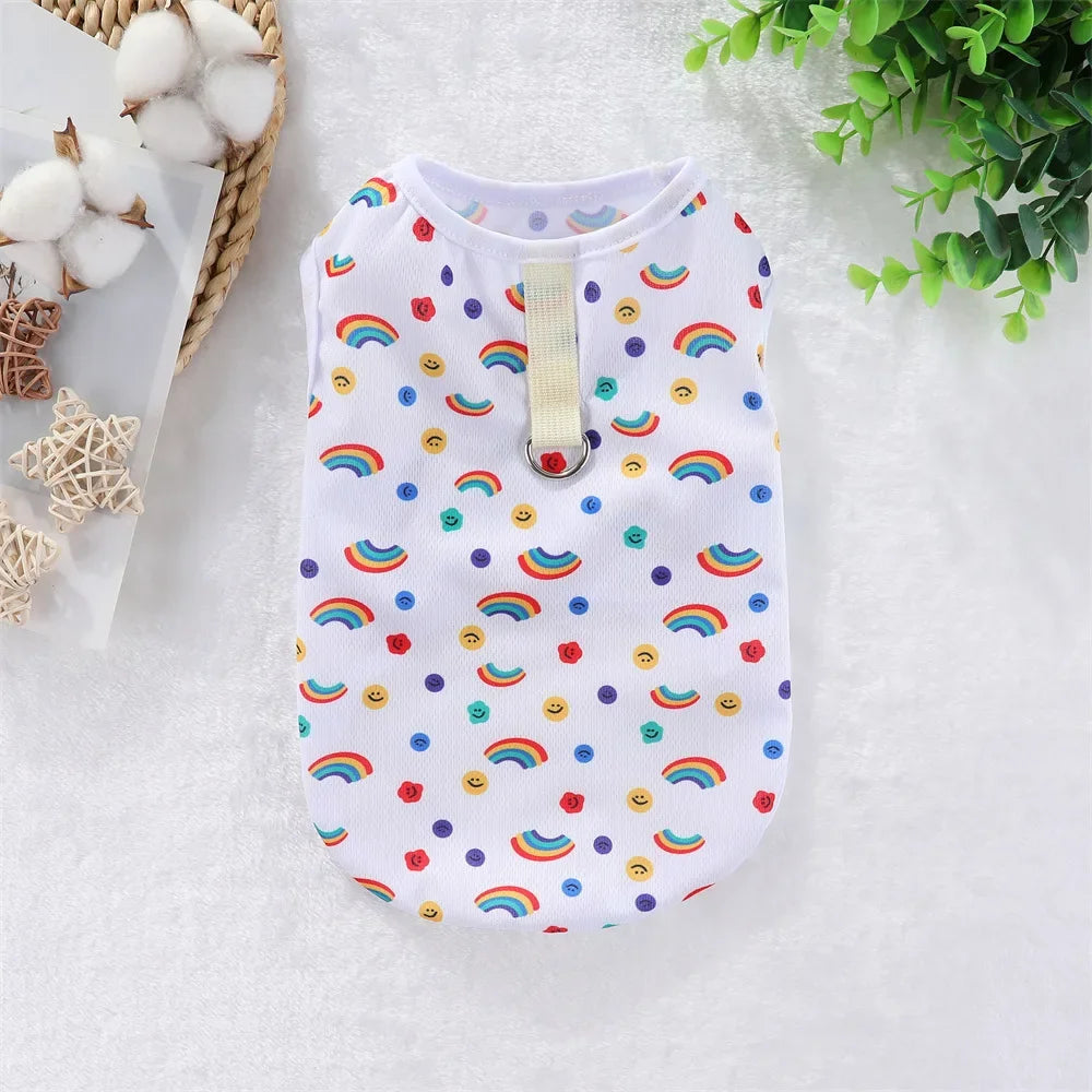 Cooling Summer Pet Dog Vest Cartoon Soft Cat Clothing Summer Casual Shirts Small Medium Large Dogs Puppy French Bulldog Clothes