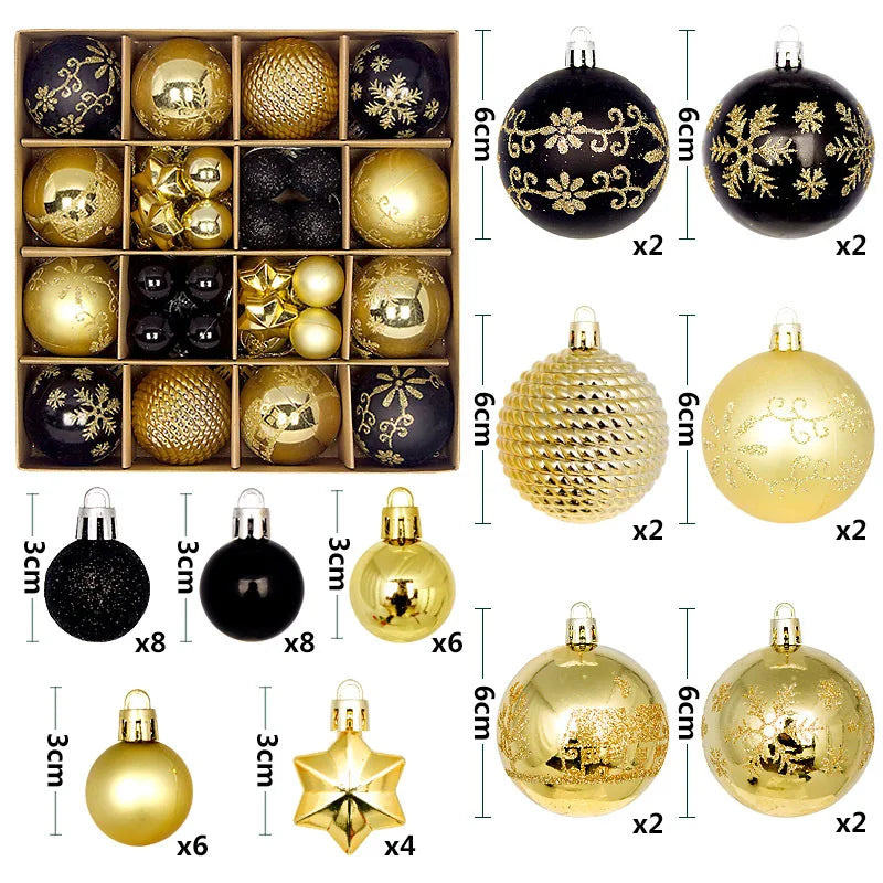 44Pcs 3/6CM Christmas Ball Merry Christmas Tree Topper Decoration for Home Decor Holiday New Year 2026 Navidad Gifts Supplies