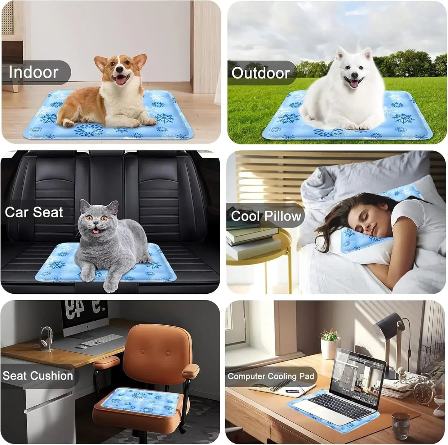 Cat Dog Cooling Mat Summer, Durable Ice Blanket for Sofa, Reusable Cold Bed for Small Large Pets, Anti-Heat