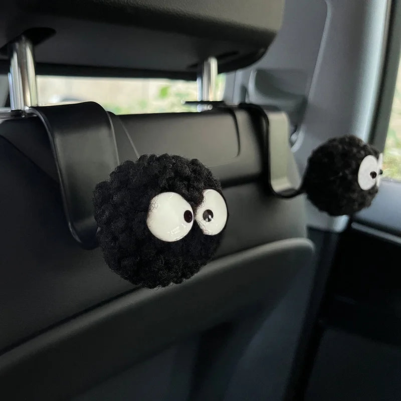 2PCS Cute Cartoon Ball Toy Car Seat Back Hooks Storage Vehicle Headrest Organizer Hanger for Groceries Bag Handbag Decoration