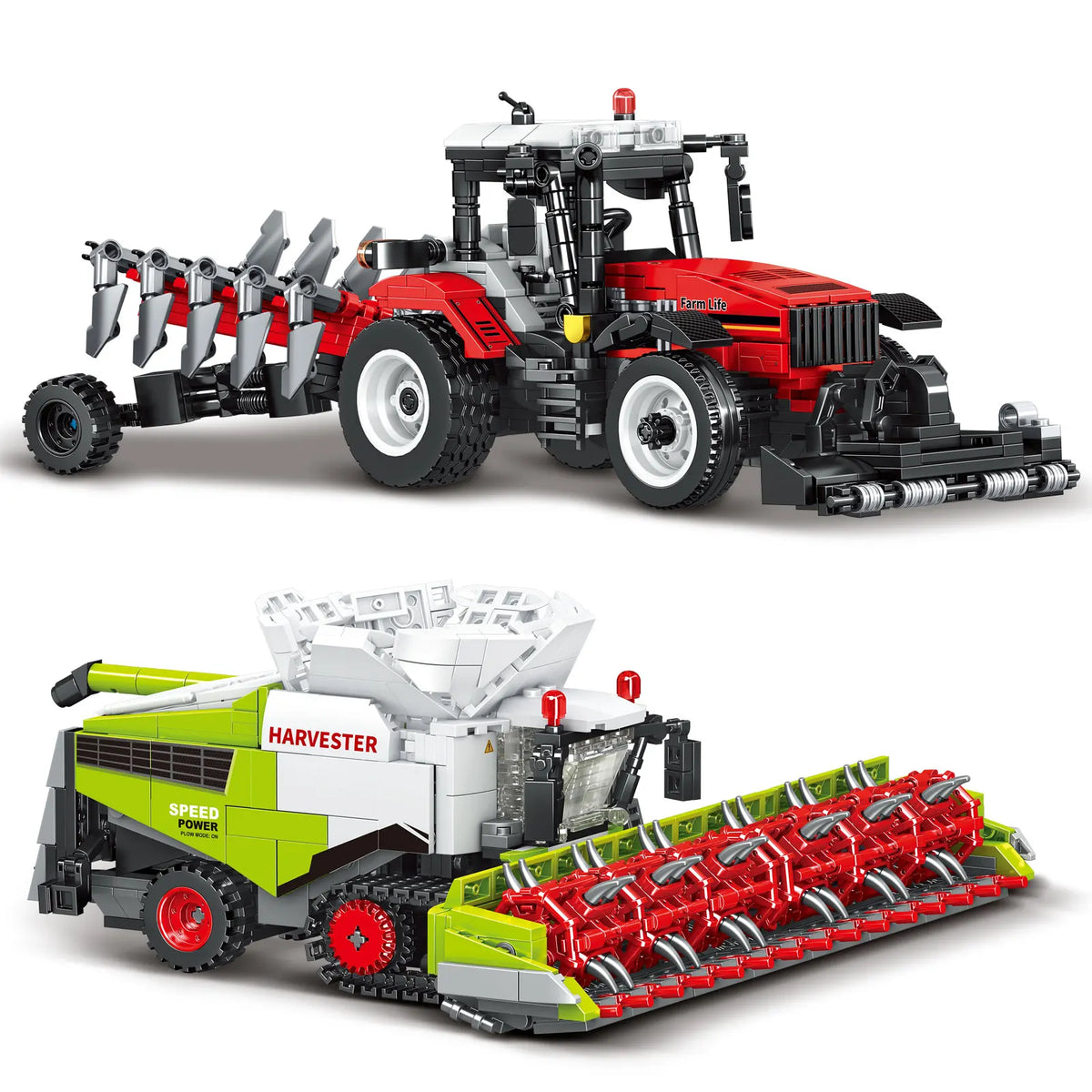 Building Block Tractor Farm Truck Harvester Vehicle Car Model DIY Bricks Educational STEM Toy City Construction Toy Gift