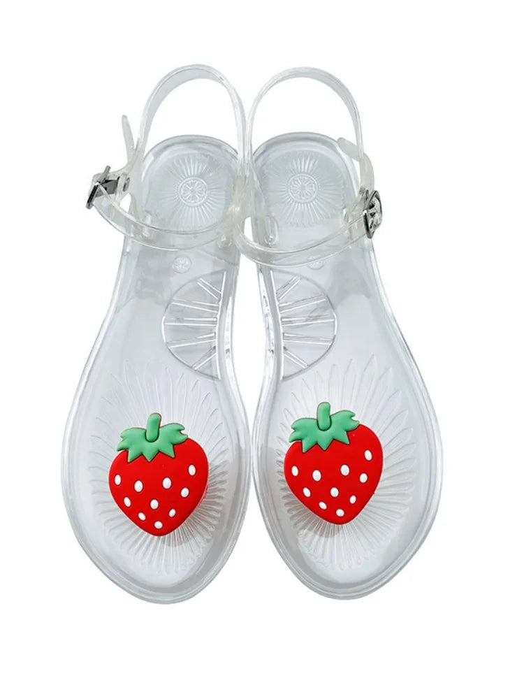 Fruit Jelly Sandals For Women Slipper With Anti Slip Soft Soles PVC Beach Lemon Slippers Shoes 2026 New