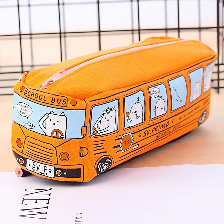 Creative large capacity bus pencil case pencil case cartoon  pencil case student bus pencil case stationery case school supplies