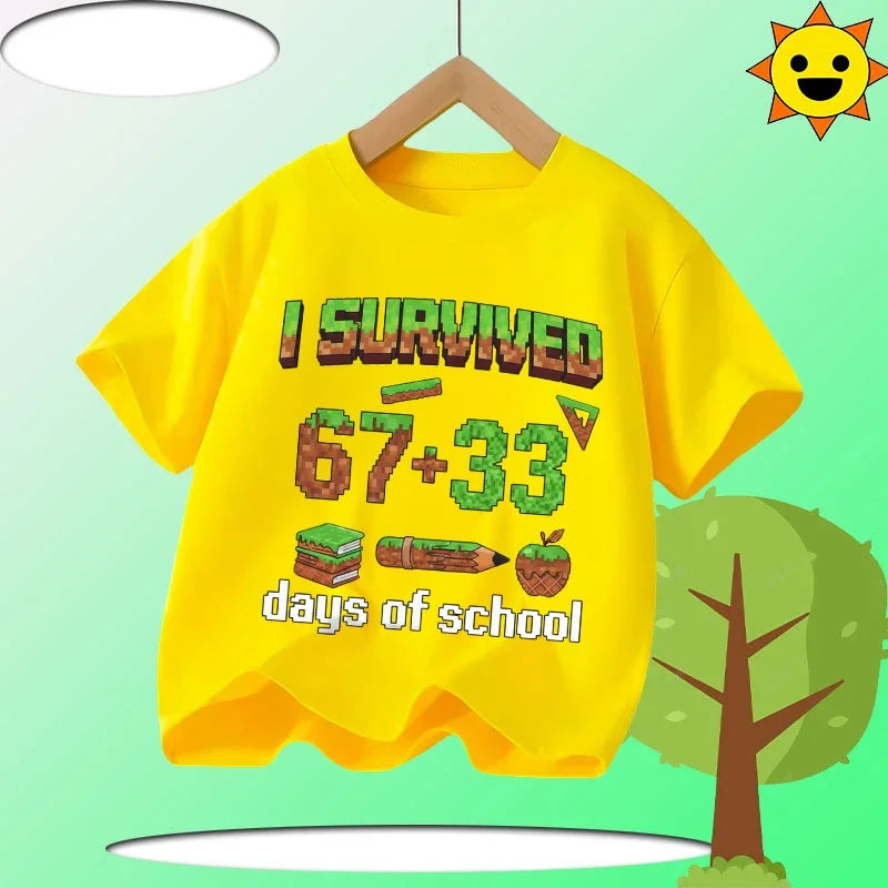 Summer Six Seven 67 Cartoon Cute Print Children‘s Short Sleeve Tops Cotton Casual Kids T-shirt Fashion Boys Girls Clothes Tees