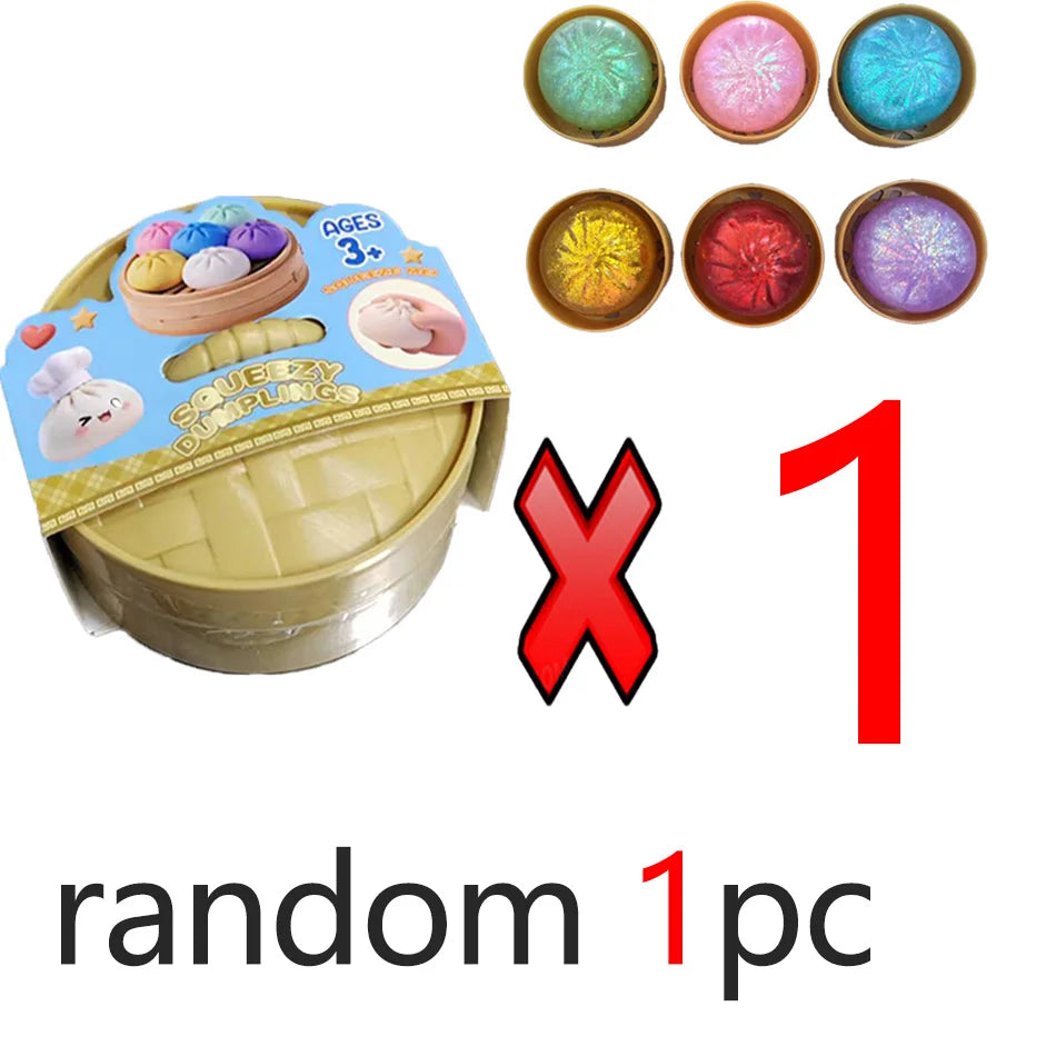 Dumpling Pressure Dumpling Squishies Cute Colorful Bun Toy Slow Rising Stress Relief Fidget Toy for Kids Adults Anti-Anxiety Gif