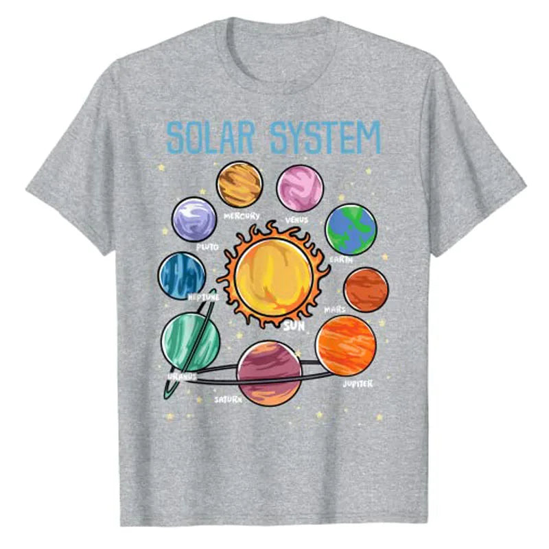 Solar System Planets Science Space Boys Girls STEM Kids T-Shirt Astrophysics Like Pluto Mars The Sun Moon Stars Saturn Tees Tops