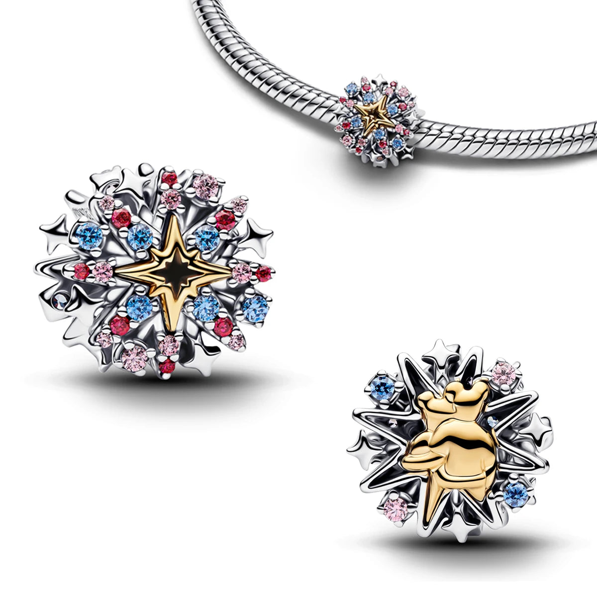 S925 Silver Plated Pave Charm Bead Ice Cream Whistle Stamp Nature Biology Crab Anchor Sun Face Heart DIY Bracelet Fine Jewelry