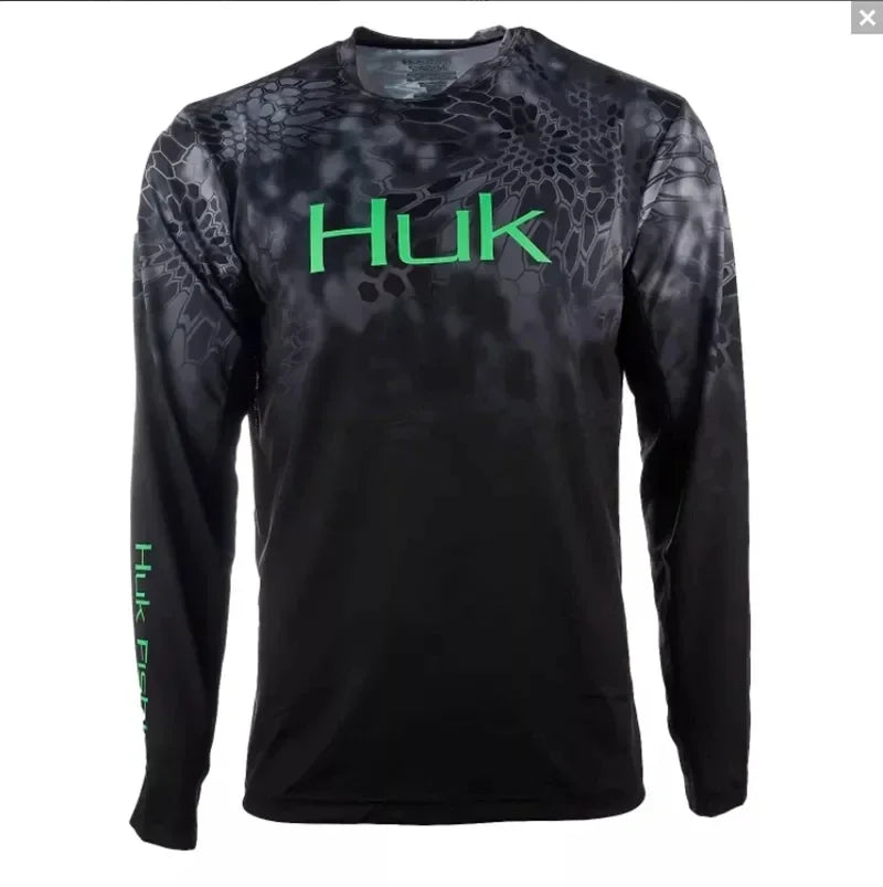 HUK Fishing Shirt Long Sleeve Uv Protection Man Outdoor Summer Fishing Clothing Performance Jersey Men's Fishing Apparel UPF 50+