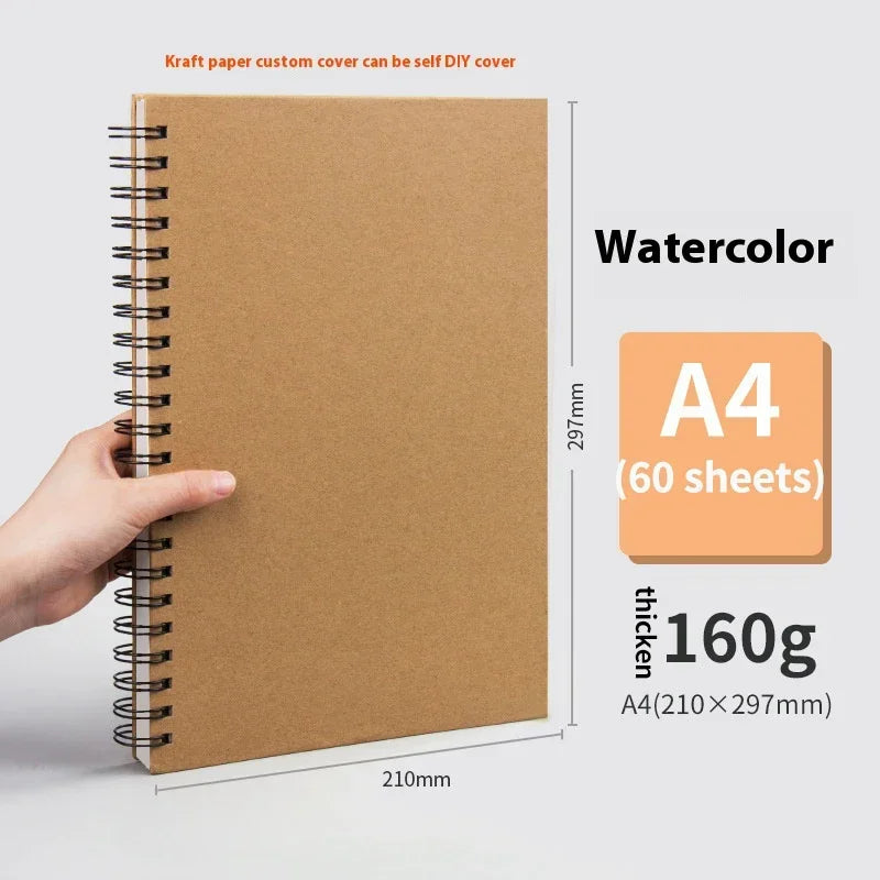 A3/A4//A5/8k/16k Sketchbooks for Drawing Sketching Paper Pad Inner Blank Drawing Graffiti Art Supplies 120g 160g Spiral Notebook