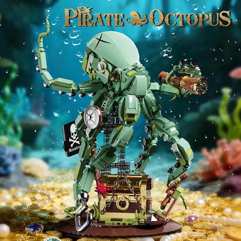 Pirate Building Blocks Octopus Sea Monster Adventure Treasure Hunt Puzzle Toy for Kids Adults STEM Educational Gifts 1128pcs