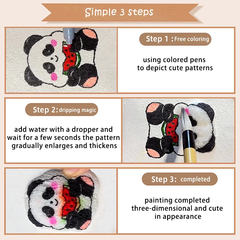 3D(6-8CM)Magic Puffy Foam Texture  Painting  Paper for Kids DIY Drawing Art Educational Craft Sponge Canvas Board Handicraft Toy