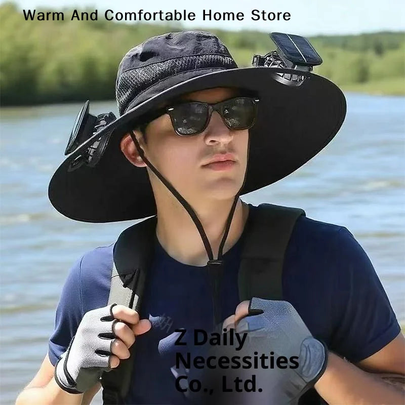 【SE】Solar Powered Sun Hat Cooling Fan UV Protection Outdoor Hiking Fishing Camping Summer Travel Bucket Hat Sun Protection Hat