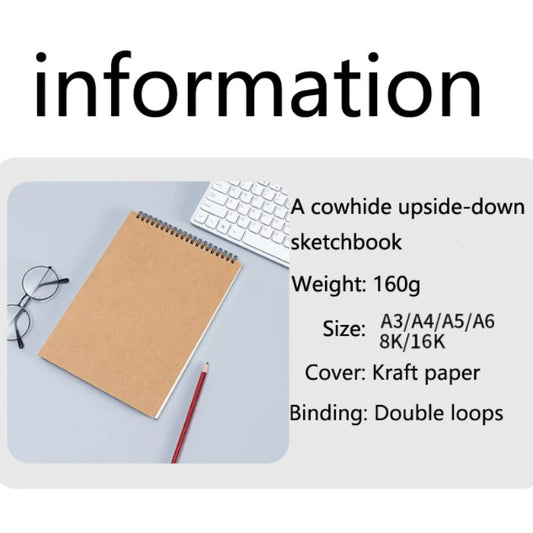 A4/A5/A6/16K Universal Sketchbook Drawing Book Art Student Hand-drawn Book Blank Thickened Coil Loose-leaf Hard Cover Flip Up