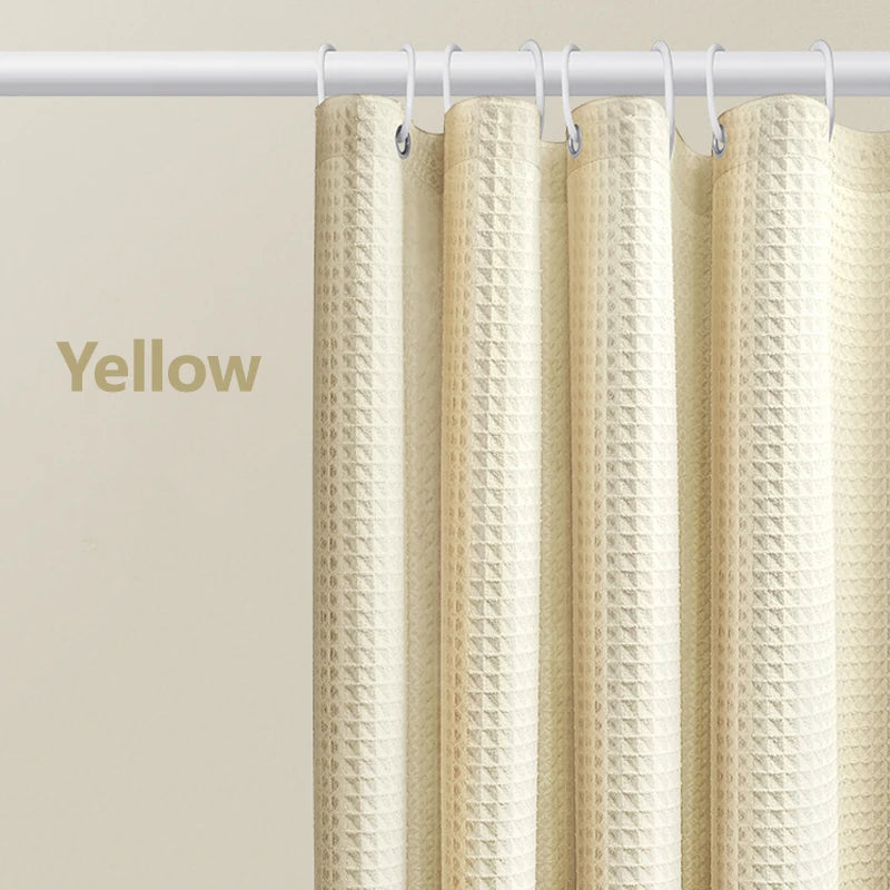 Thickened Waffle Solid Color Shower Curtain, Non-porous Double-sided Waterproof and Mildew Shading Suitable for Toilet, Bathroom