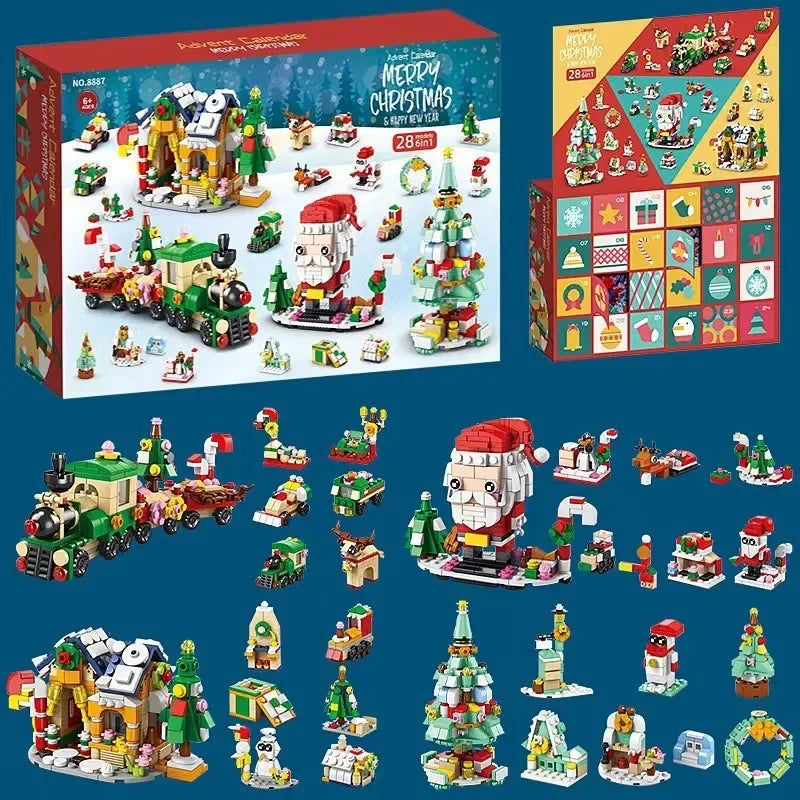 Christmas Train & Tree Brick Advent Calendar – 24-Day DIY Building Box