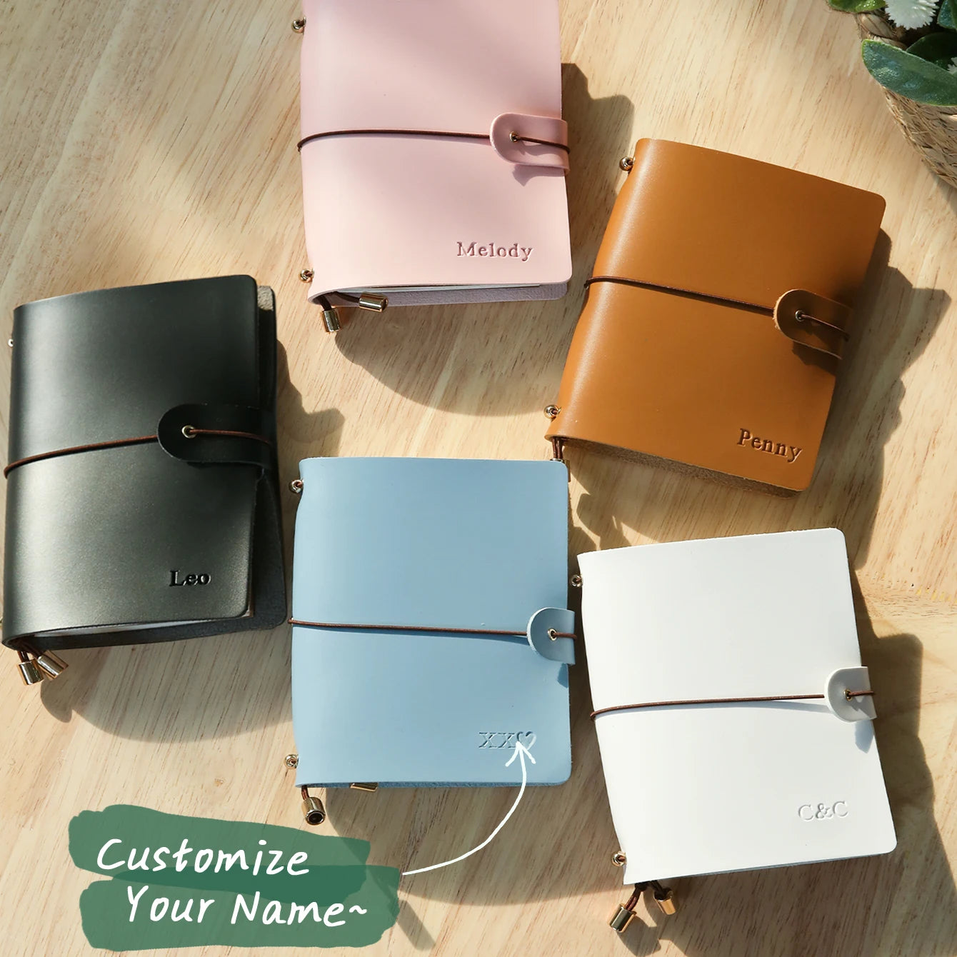 Personalized Leather Passport Holder Custom Name Imprinted Creative Handbook A7 Journal Card Holder Portable Travel Notepad Gift