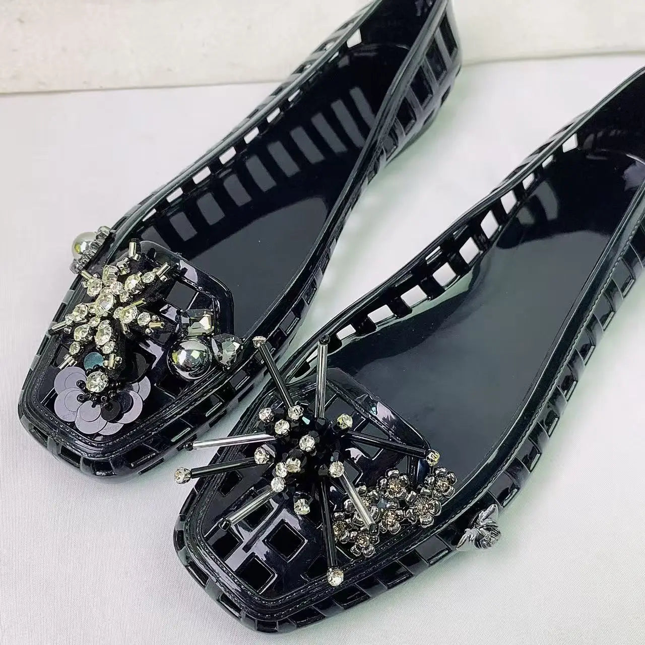 Jelly Crystal Shoes Women's Shoes Night-Glow Set Accessories Crystal Sandals Jelly Shoes Slip-On Slippers Lazy Slippers