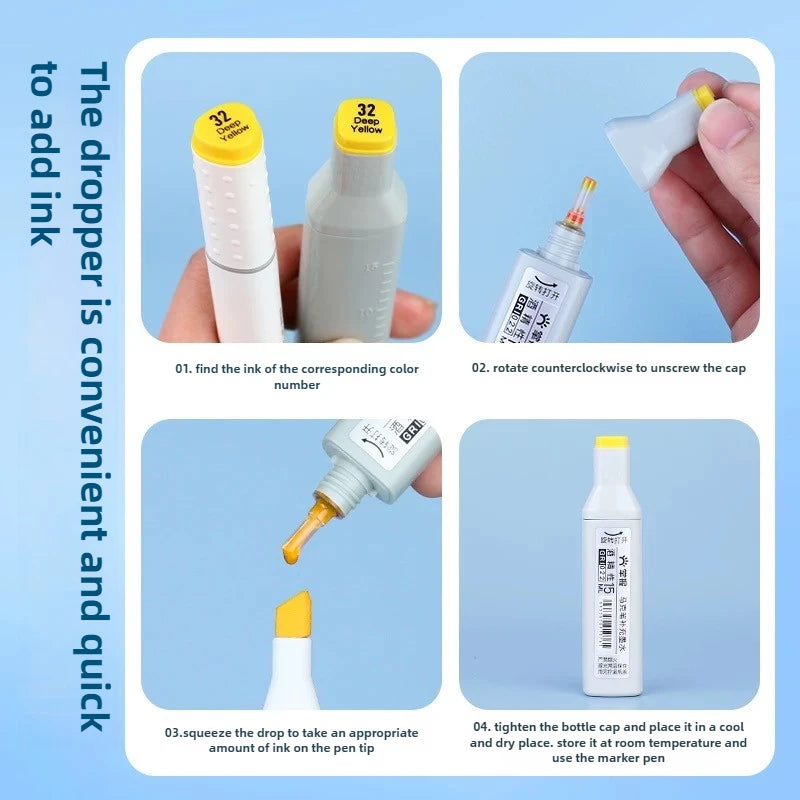 Optional 1/168 Colors 15ml Art Marker Oily Ink Supplement DIY Hand-painted Notice Poster Color Office School Supplies Stationery