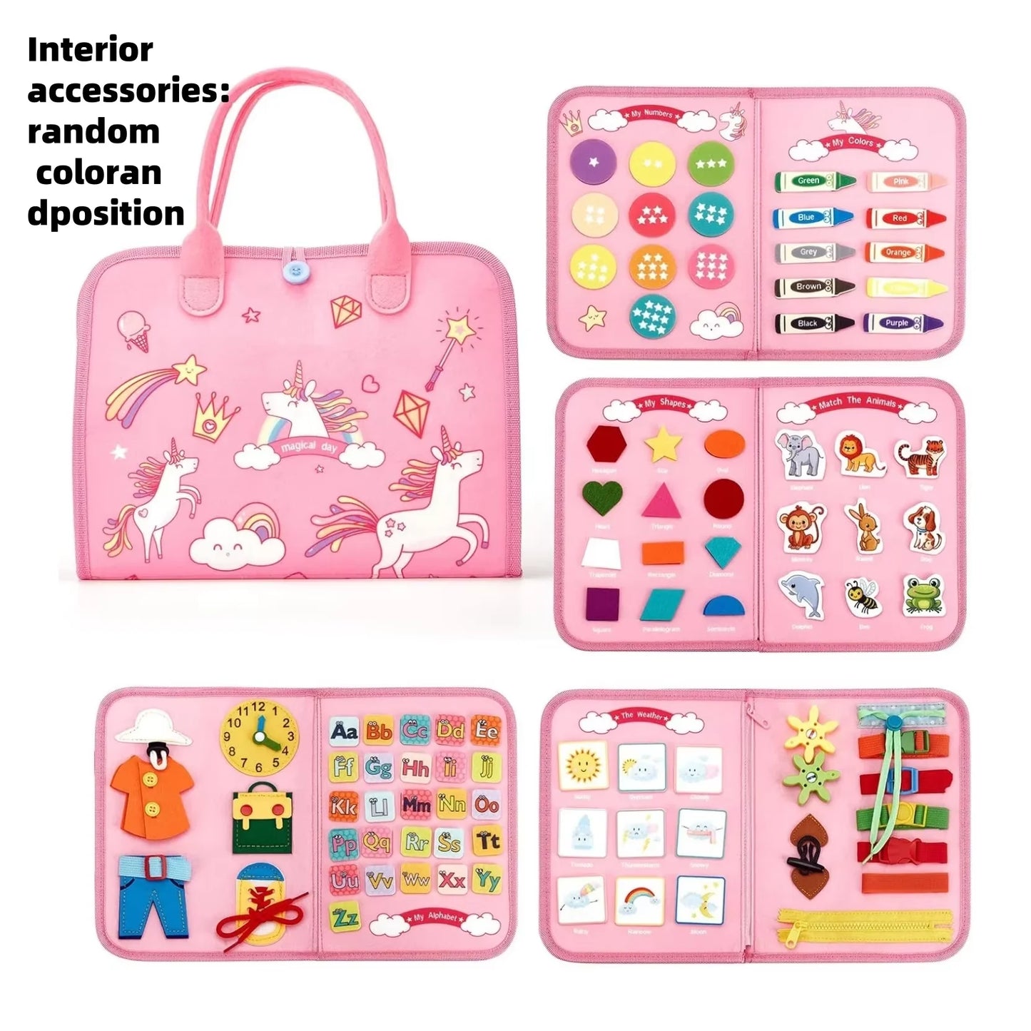 Montessori Busy Board Sensory Toys Educational Travel Activities for Kids Preschool Fine Motor Skills Learning Gift