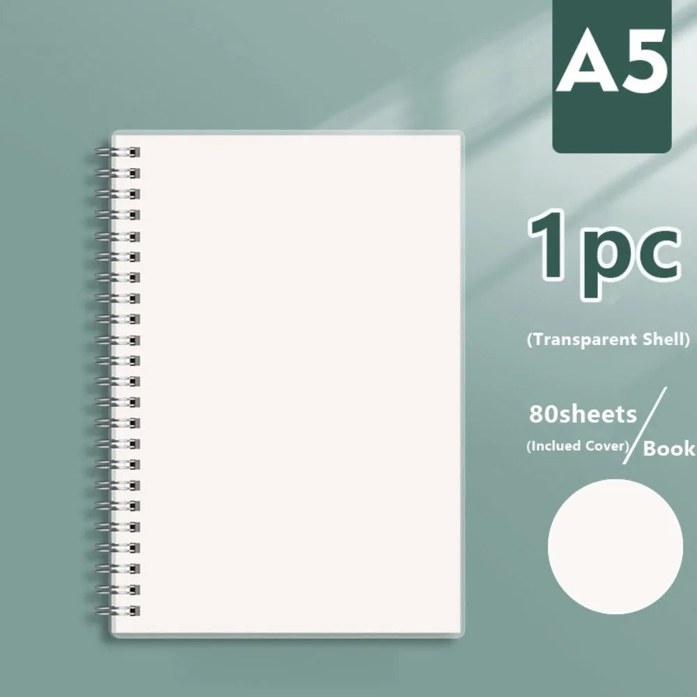 A4/A5/A6/B5 Coil Notebook Grids/Blank/Horizontal Line Flip Over Design Spiral Notepad Diary Book School Office Supplies