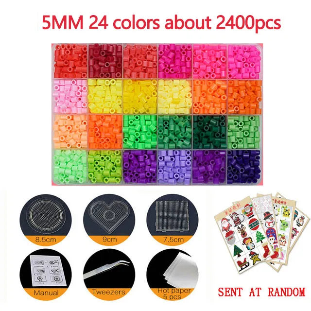 24/72 colors box set hama beads toy 2.6/5mm perler educational Kids 3D puzzles diy toys fuse beads pegboard sheets ironing paper
