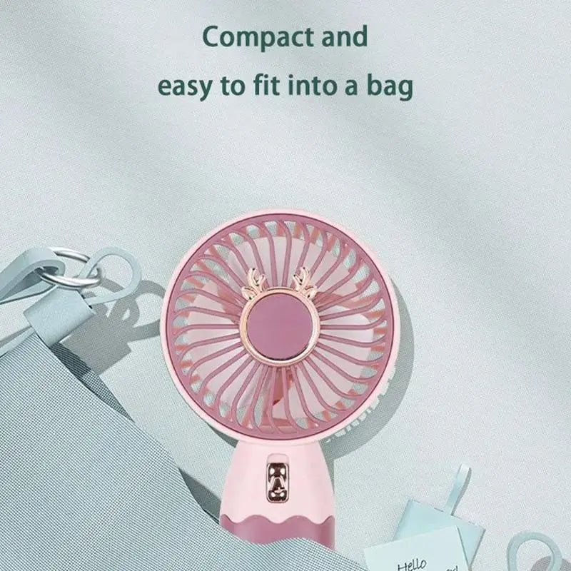 2In1 Mini Electric Fan Outdoor Portable Handheld Usb Rechargeable Cooling Desk Fan With Mobile Phone Stand Function Summer·