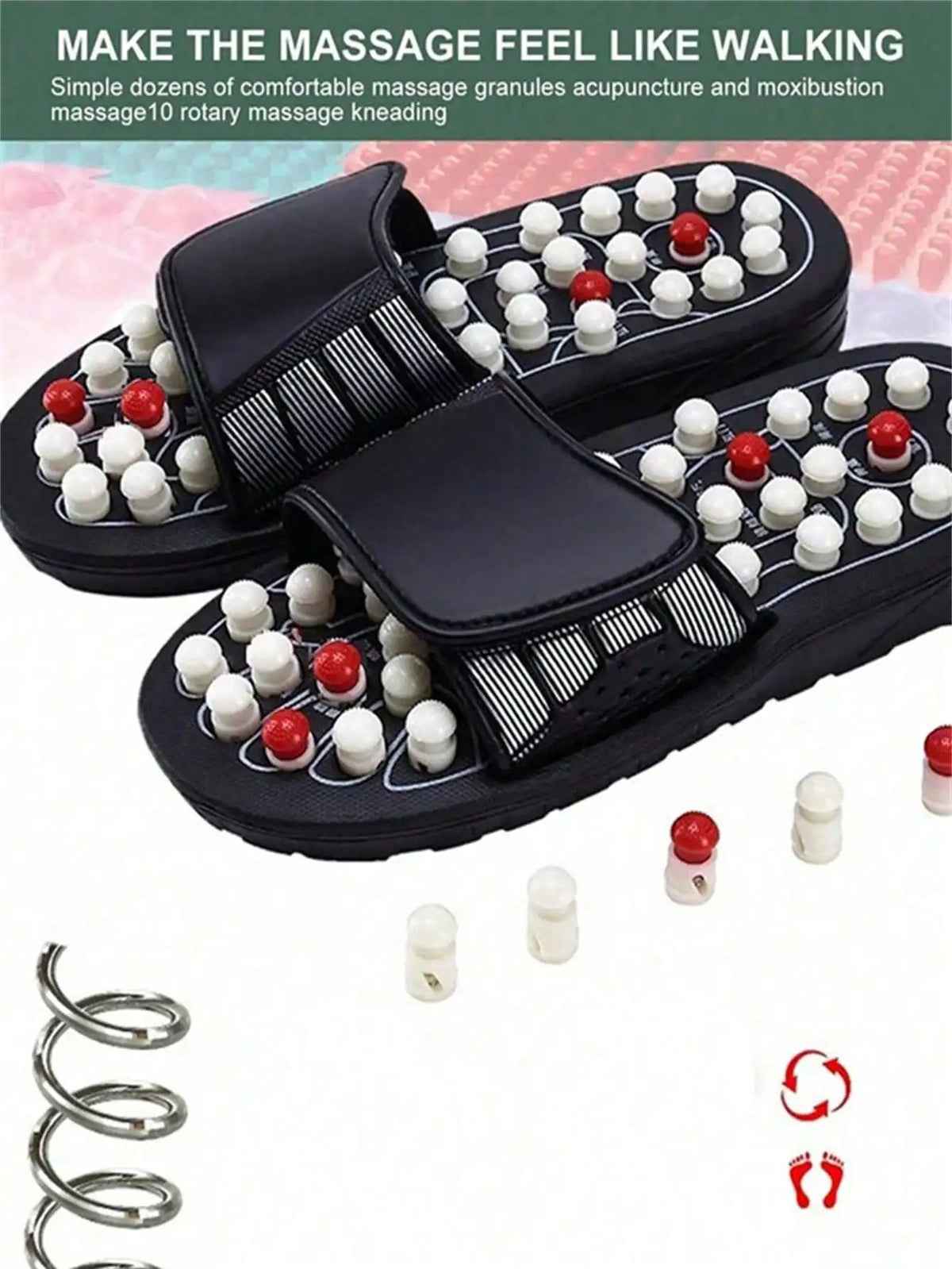 HTMCK Unisex Acupoint Massage Slippers Chinese Acupressure Health Care Rotating Foot Massager Shoes for Home Comfort Flop
