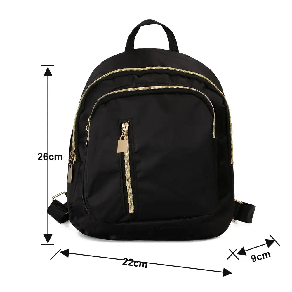 Women's Multi-Function Fashion Girl Nylon Daypack Travel Cute Mini Backpack Men Shoulder Bag Black Purse Hot