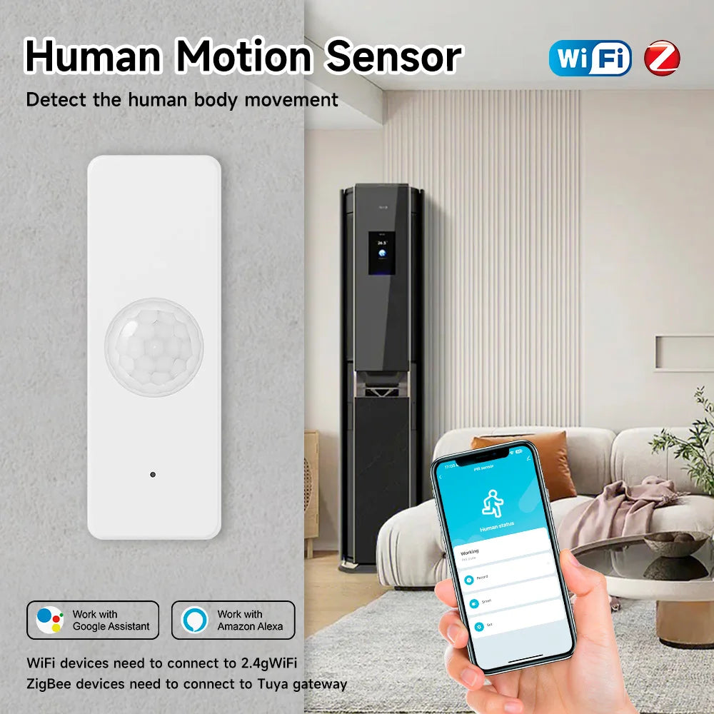 Tuya Smart Home WiFi Zigbee PIR Motion Sensor Infrared Detector Security Alarm APP Notification Works With Alexa Google