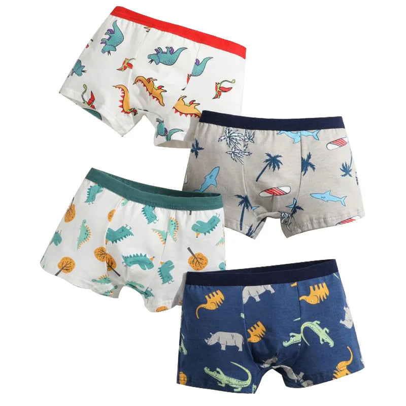 4/8/12 Pcs Boys Boxer sets Briefs Kids Cotton Underwear Baby Underpants Teenager Cartoon Dinosaur Print Soft Children Panties