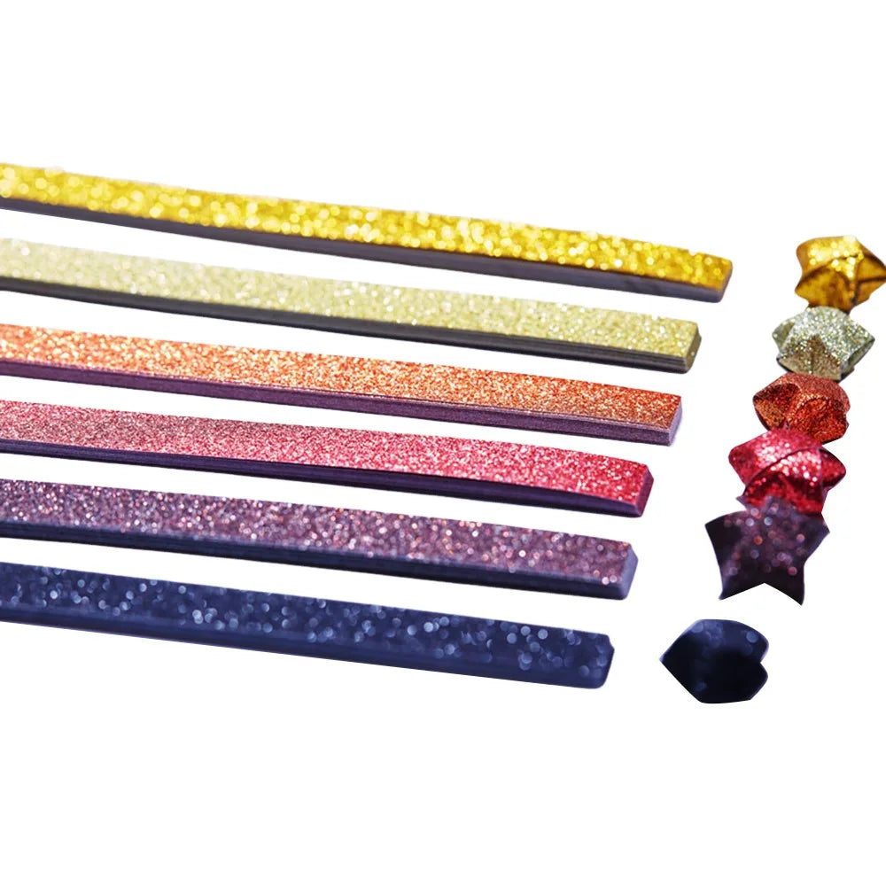 540 Sheets Colorful Star Origami Paper Cartoon Single Sided Lucky Star Origami Best Wishes Art Craft Star Paper Strip Kids Gift