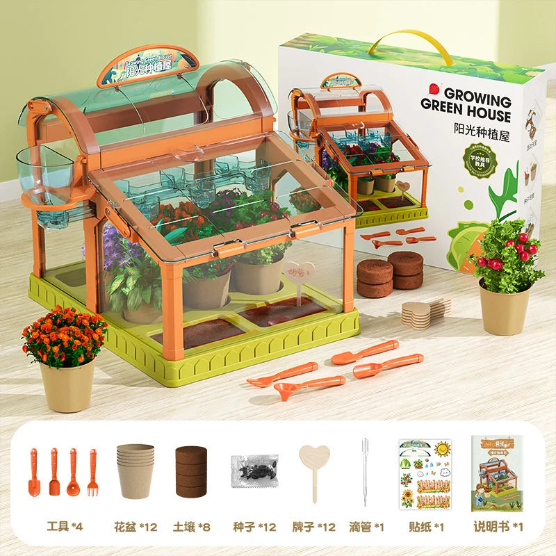 Kids Greenhouse Toy Plant Growing Kit With Tools Soil Observation Box STEM Education Science Experiment Kindergarten Home Garden